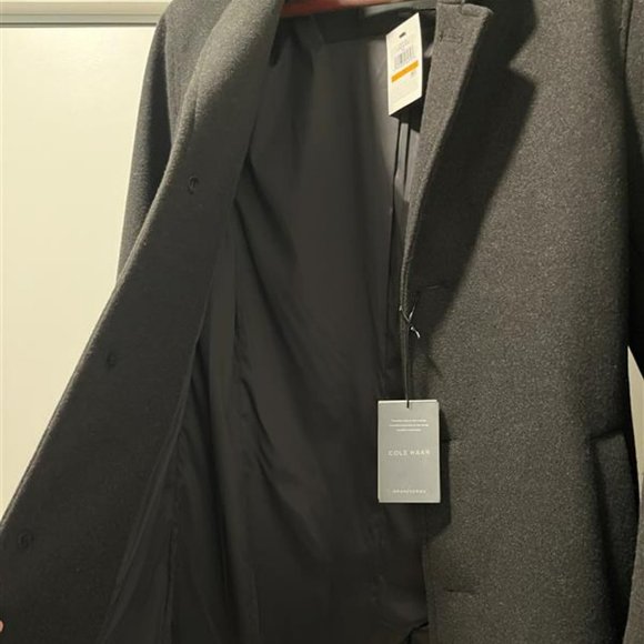 Cole Haan Stretch-Wool Topcoat Men's Small New Black - Picture 4 of 7